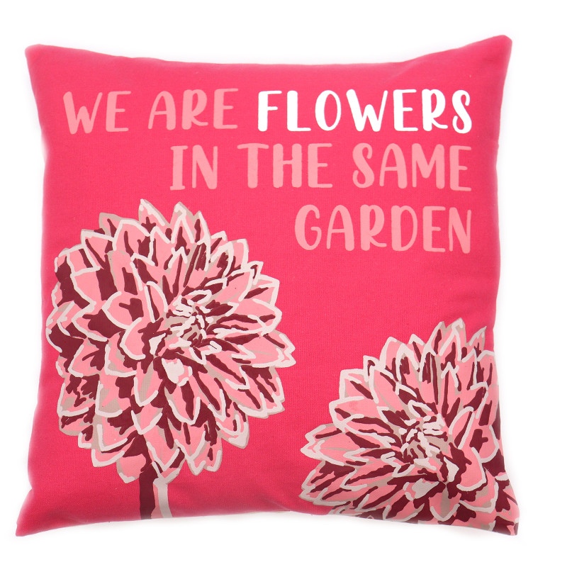 3x Bavlnená Obliečka na Vankúš s Potlačou - We are Flowers - Olivová, 