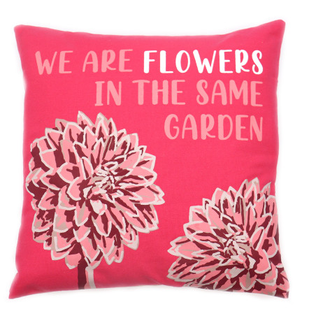 3x Bavlnená Obliečka na Vankúš s Potlačou - We are Flowers - Olivová, 