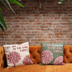 3x Bavlnená Obliečka na Vankúš s Potlačou - We are Flowers - Olivová, 