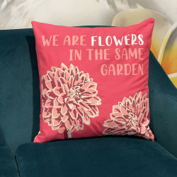 3x Bavlnená Obliečka na Vankúš s Potlačou - We are Flowers - Olivová, 