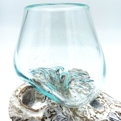 Roztavené Sklo na Dreve - Biela Vymývaná - Malá Misa