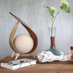 4x Roztavené Sklo na Dreve - Biela Vymývaná - Stredná Váza