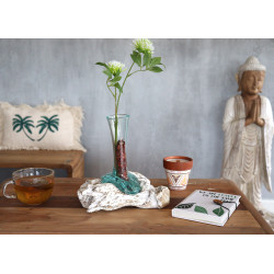 4x Roztavené Sklo na Dreve - Biela Vymývaná - Stredná Váza