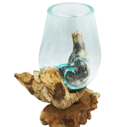 Roztavené Sklo na Dreve so Stojanom - Veľká Misa