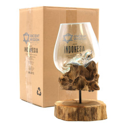 Roztavené Sklo na Dreve so Stojanom - Veľká Misa