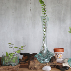 2x Roztavené Sklo na Dreve - Veľká Hranatá Misa