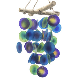 Driftwood Mušľová Zvonkohra - Kríž - Zelená a Fialová