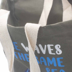 3x Bavlnená Taška s Potlačou - We are Waves - Sivá, Modrá a Prírodná