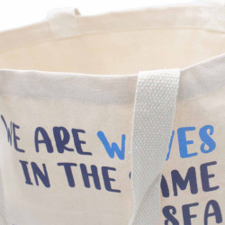 3x Bavlnená Taška s Potlačou - We are Waves - Sivá, Modrá a Prírodná