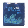 3x Bavlnená Taška s Potlačou - We are Waves - Sivá, Modrá a Prírodná