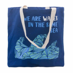 3x Bavlnená Taška s Potlačou - We are Waves - Sivá, Modrá a Prírodná