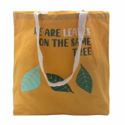 3x Bavlnená Taška s Potlačou - We are Leaves - Žltá, Modrá a Prírodná