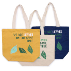 3x Bavlnená Taška s Potlačou - We are Leaves - Žltá, Modrá a Prírodná