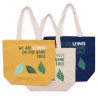 3x Bavlnená Taška s Potlačou - We are Leaves - Žltá, Modrá a Prírodná