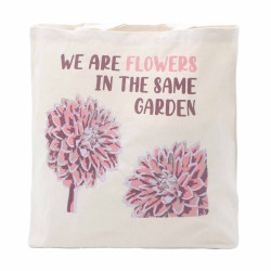 3x Bavlnená Taška s Potlačou - We are Flowers - Olivová, Ružová a Prír