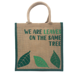3x Jutové Tašky s Potlačou - We are Leaves - Žltá, Modrá a Prírodná