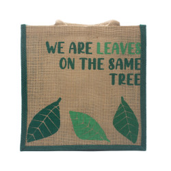 3x Jutové Tašky s Potlačou - We are Leaves - Žltá, Modrá a Prírodná