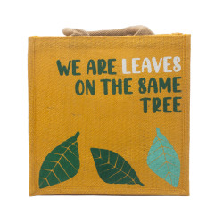 3x Jutové Tašky s Potlačou - We are Leaves - Žltá, Modrá a Prírodná