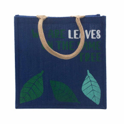 3x Jutové Tašky s Potlačou - We are Leaves - Žltá, Modrá a Prírodná