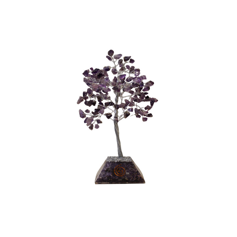 Stromček Šťastia s Orgonitovým Podstavcom - 160 Kamienkov - Amethyst