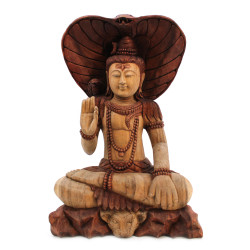 Ručne Vyrezávaná Socha Budhu - Shiva s Kobrou - 50cm