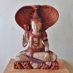 Ručne Vyrezávaná Socha Budhu - Shiva s Kobrou - 50cm