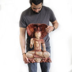 Ručne Vyrezávaná Socha Budhu - Shiva s Kobrou - 50cm
