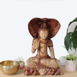 Ručne Vyrezávaná Socha Budhu - Shiva s Kobrou - 50cm