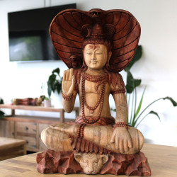 Ručne Vyrezávaná Socha Budhu - Shiva s Kobrou - 50cm
