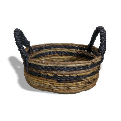 Košíky z Bananového Listu a Čiernej Raffie - Súprava 2 kusov