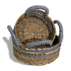 Košíky z Bananového Listu a Šedej Raffie- Súprava 2 kusov