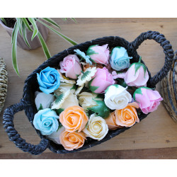 Štvorcový Košík z Banánového Listu a Šedej Raffie - Súprava 3 kusov