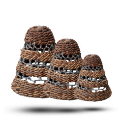 Prírodné Tienidlá na Lampy z Banánového Listu - Šedé - Súprava 3 Kusov