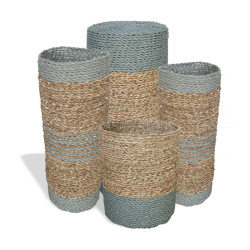 Súprava z Morskej Trávy a Čierna Raffia – 2 Vázy a 2 Koše