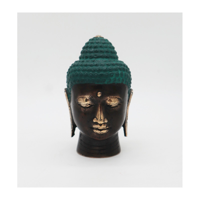 Stredná Antická Mosadzná Hlava Budhu