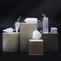 3x Selenitový Prívesok - Srdce