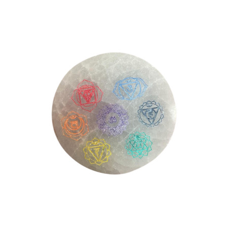Malá Selenitová Podložka 8cm - Chakra - Farebná