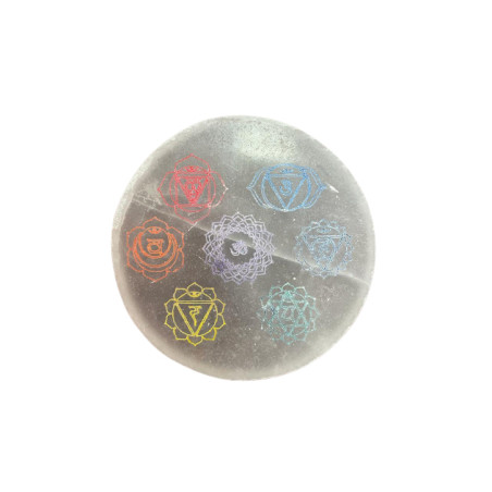 Stredná Selenitová Podložka 10cm - Chakra - Farebná