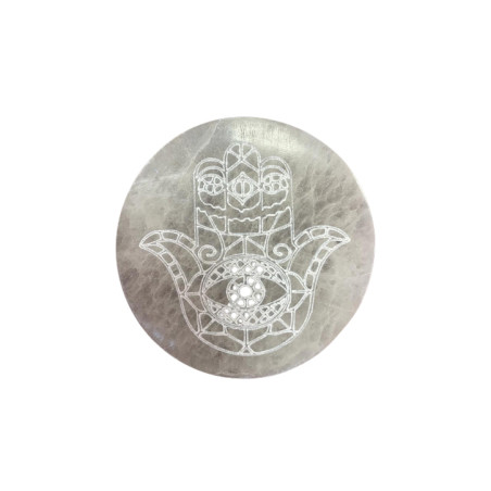 Stredná Selenitová Podložka 10cm - Hamsa