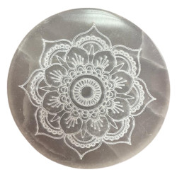 Stredná Selenitová Podložka 10cm - Lotus Mandala