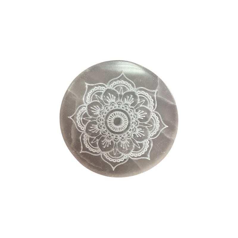 Stredná Selenitová Podložka 10cm - Lotus Mandala