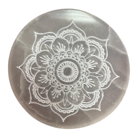 Stredná Selenitová Podložka 10cm - Lotus Mandala