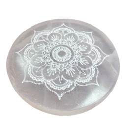 Stredná Selenitová Podložka 10cm - Lotus Mandala