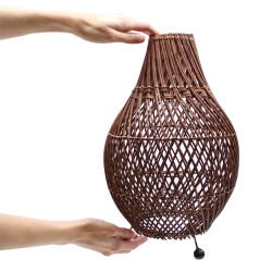 Stolová Lampa z Ratanu - Tmavo Hnedá