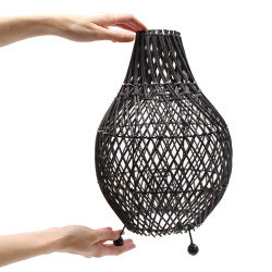 Stolová Lampa z Ratanu - Čierna
