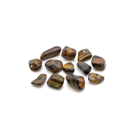 12x Stredne Africké Kamene - Tigrie Oko - Pestrofarebný