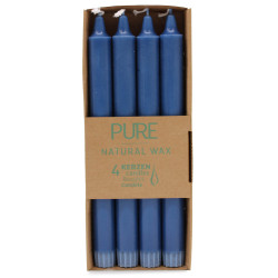 4x Stolové Sviečky z Čistého Prírodného Vosku 25x2.3 - Modré