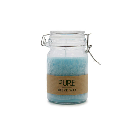 6x Sviečka z Čistého Olivového Vosku v Skle 120x70 - Tyrkysová