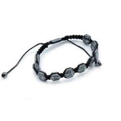 3x Magnetický Hematitový Náramok Shamballa - Šesťuholníkové Lebky