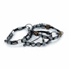 3x Magnetický Hematitový Náramok Shamballa - Špicaté Pyramídy